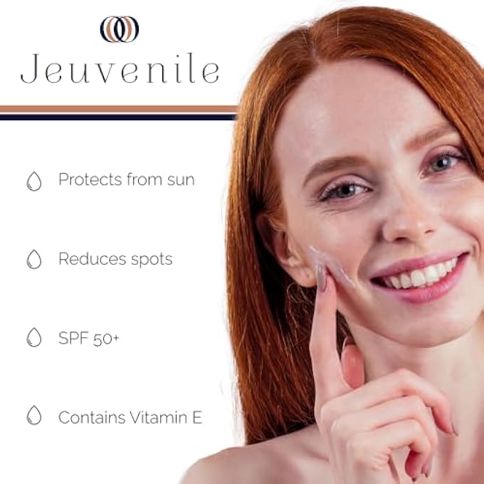 Jeuvenile FACE SUN CREAM SPF 50 - BLEMISH CONTROL AND DARK SPOT REMOVER HYDRATING SUNSCREEN WITH VITAMIN E, LIGHTWEIGHT MOISTURISER FOR WOMEN AND MEN | ALL SKIN TYPES | 50 ML. - Image 2